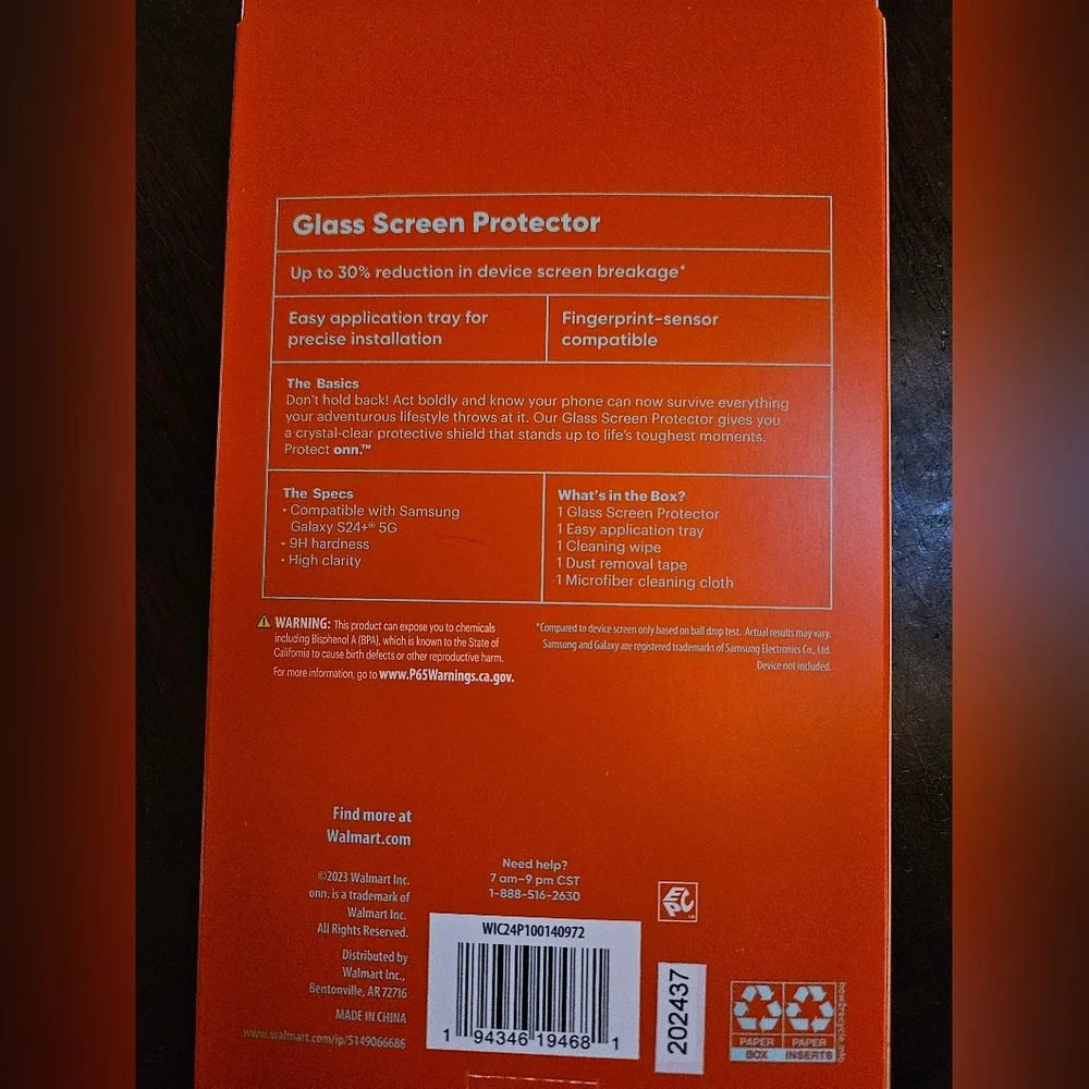 New On Running Glass Screen Protector for Samsung Galaxy S24+ 5G - Black